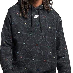 Nike Sporstwear Men's All-Over Logo Hoodie Black Large DM7930-010 MSRP $75.00